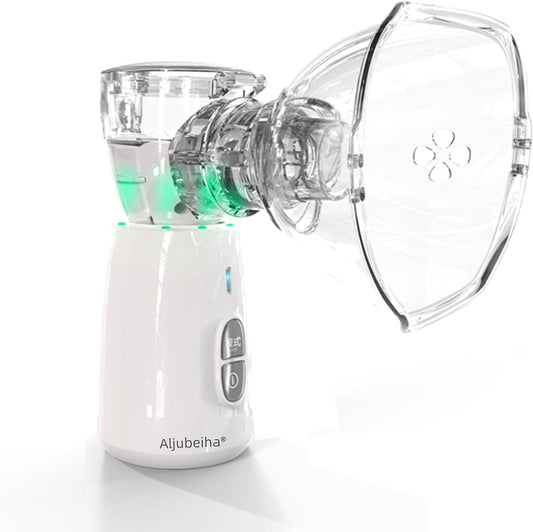 NEW Mesh ultrasonic steamer Inhaler with 2 Face Masks (adult and child) and 2 Batteries