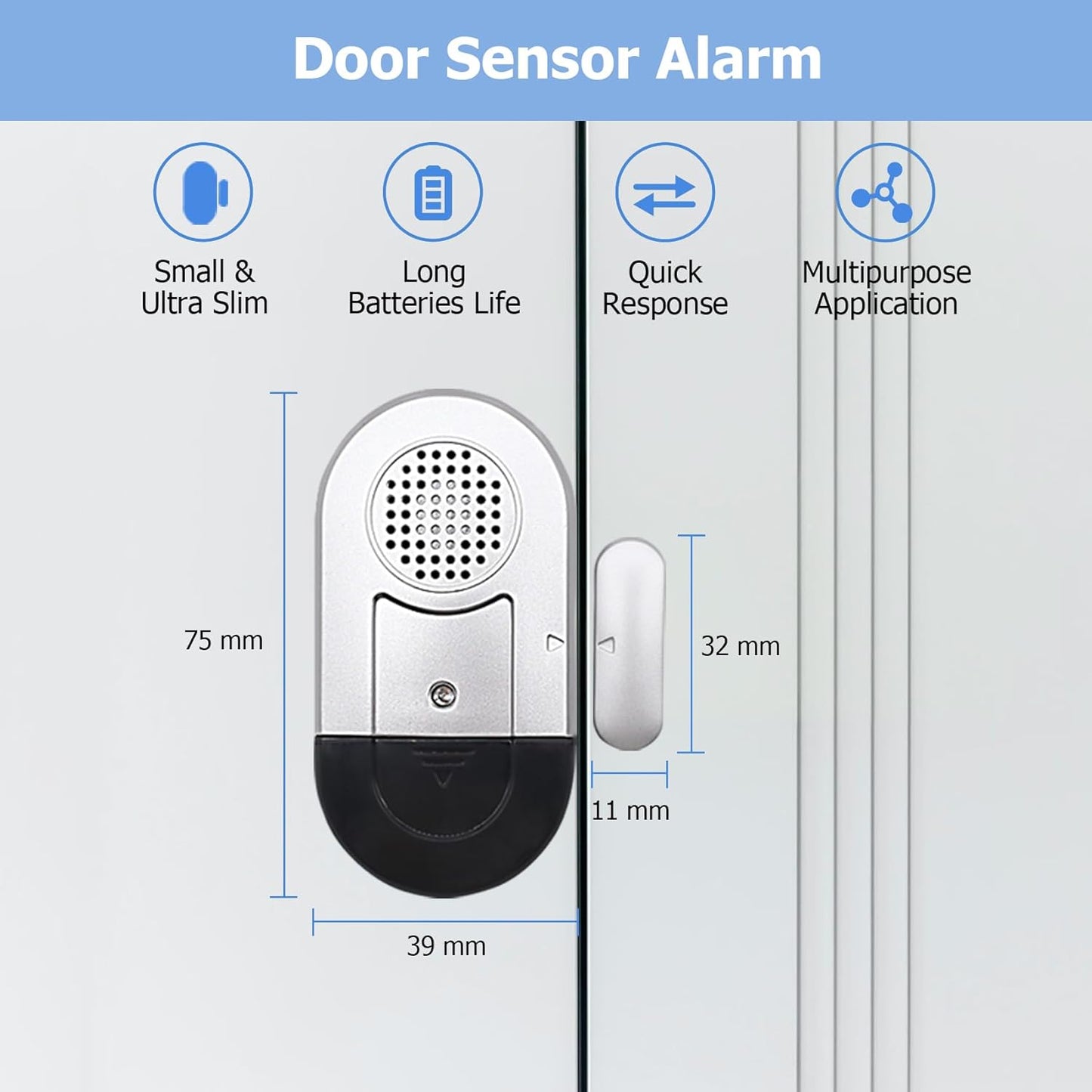 New 120 db Door, Window, Cupboard Alarm for Home, Wireless 8 Pack Magnetic Sensor