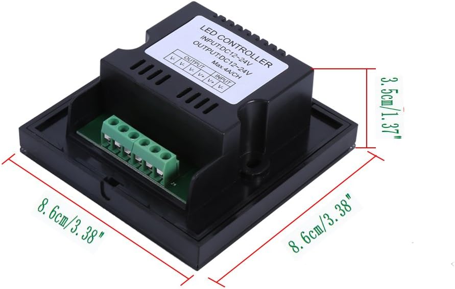 LED Controller Dimmer, 12V-24V, Single Color, Touch Panel, Wall Switch, Black