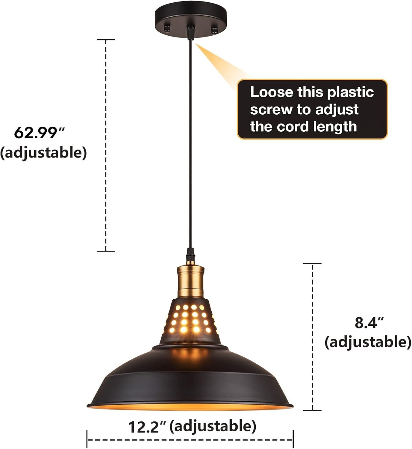 New Black Farmhouse Pendant Light Kitchen Island Lighting, 12 Inch Vintage Oil Rubbed Bronze