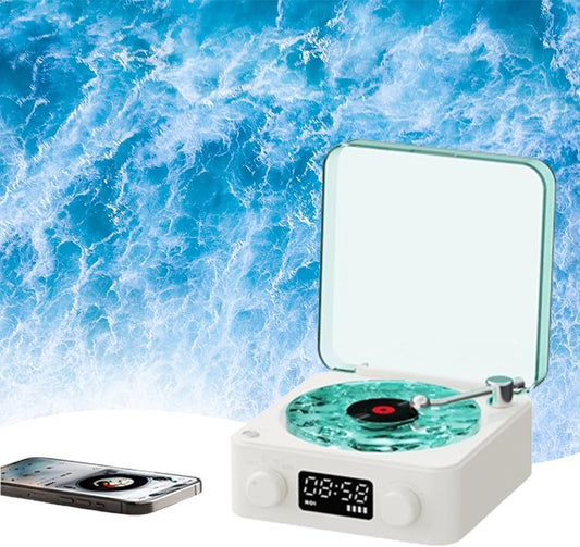 White Noise Speaker, looks like a mini Vintage Bluetooth Record Player, Bluetooth, Lights, Headphone Jack