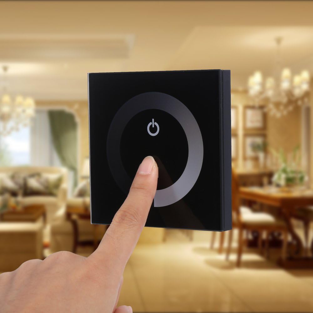 LED Controller Dimmer, 12V-24V, Single Color, Touch Panel, Wall Switch, Black