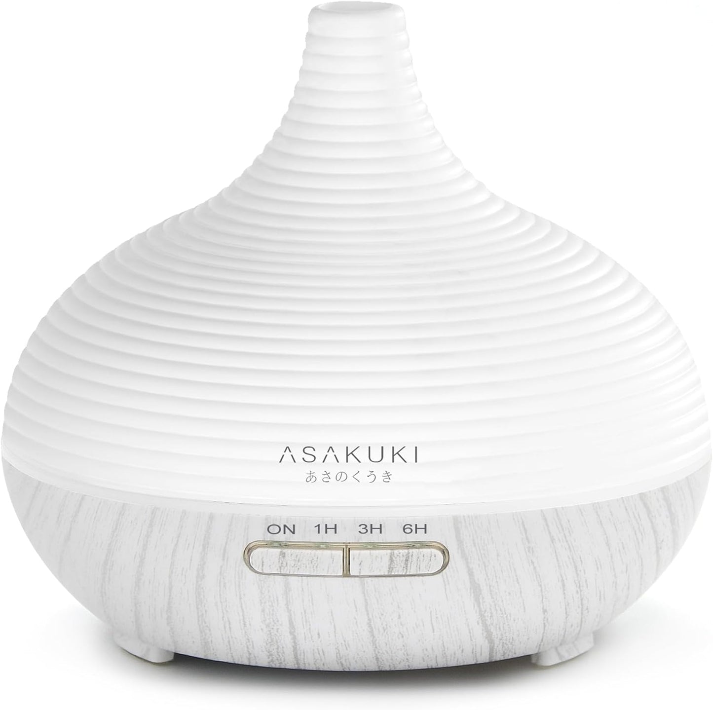 300ML Wood Grain Essential Oil Diffuser, 5-in-1 Humidifier, 14 Color LED, White, ASAKUKI