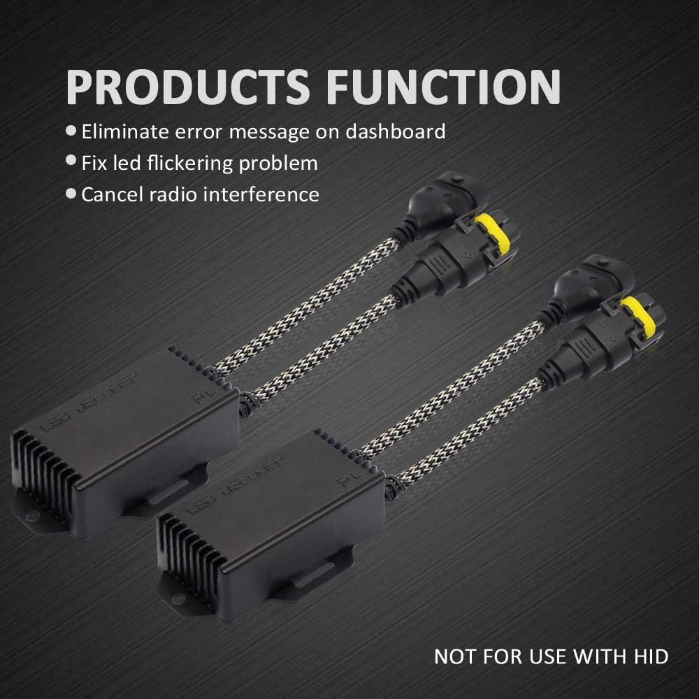New D-Lumina H8 H9 H11 LED Canbus Decoder, Anti Flicker Harness, Error Free, Pack of 2