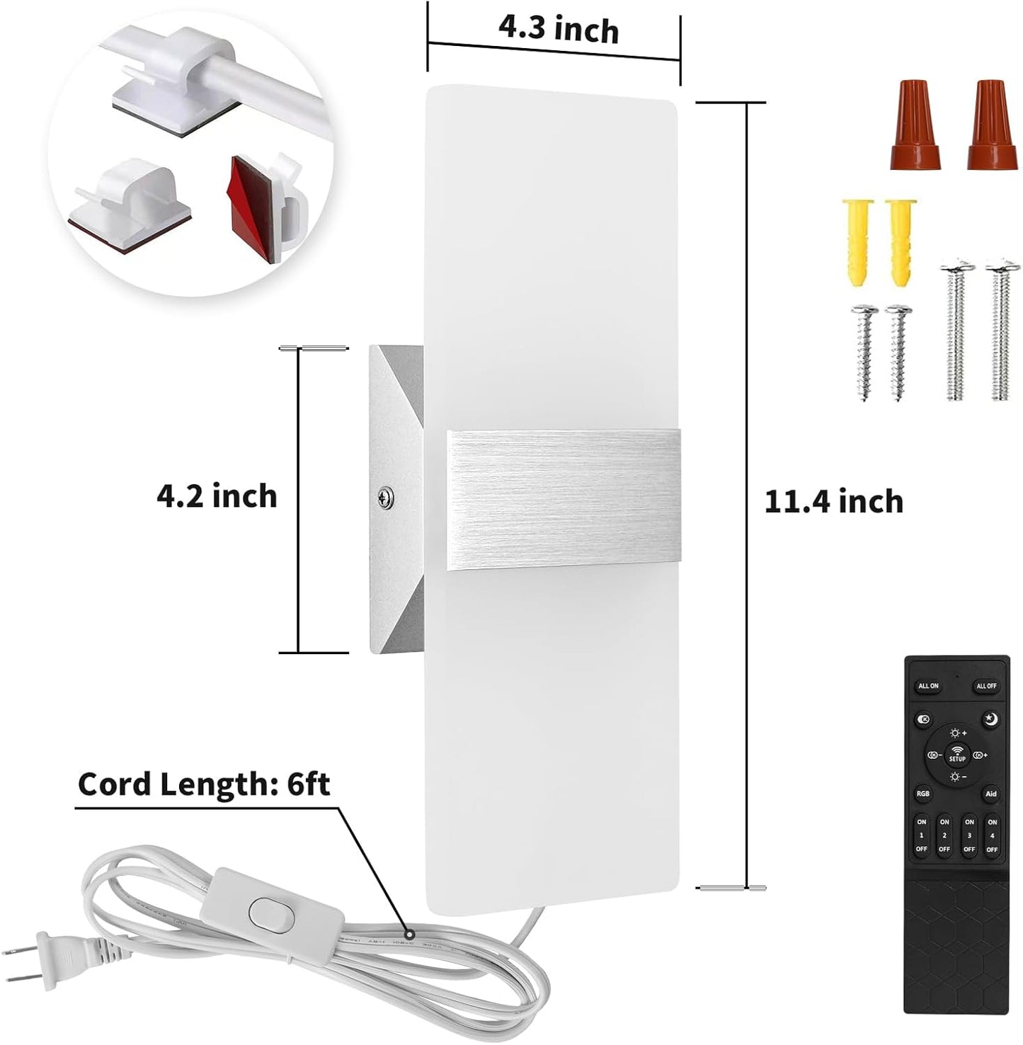 New NCOMLI Plug in Wall Sconces with Stepless Adjustable 3000K-6500K Colors and 10%-100% Brightness