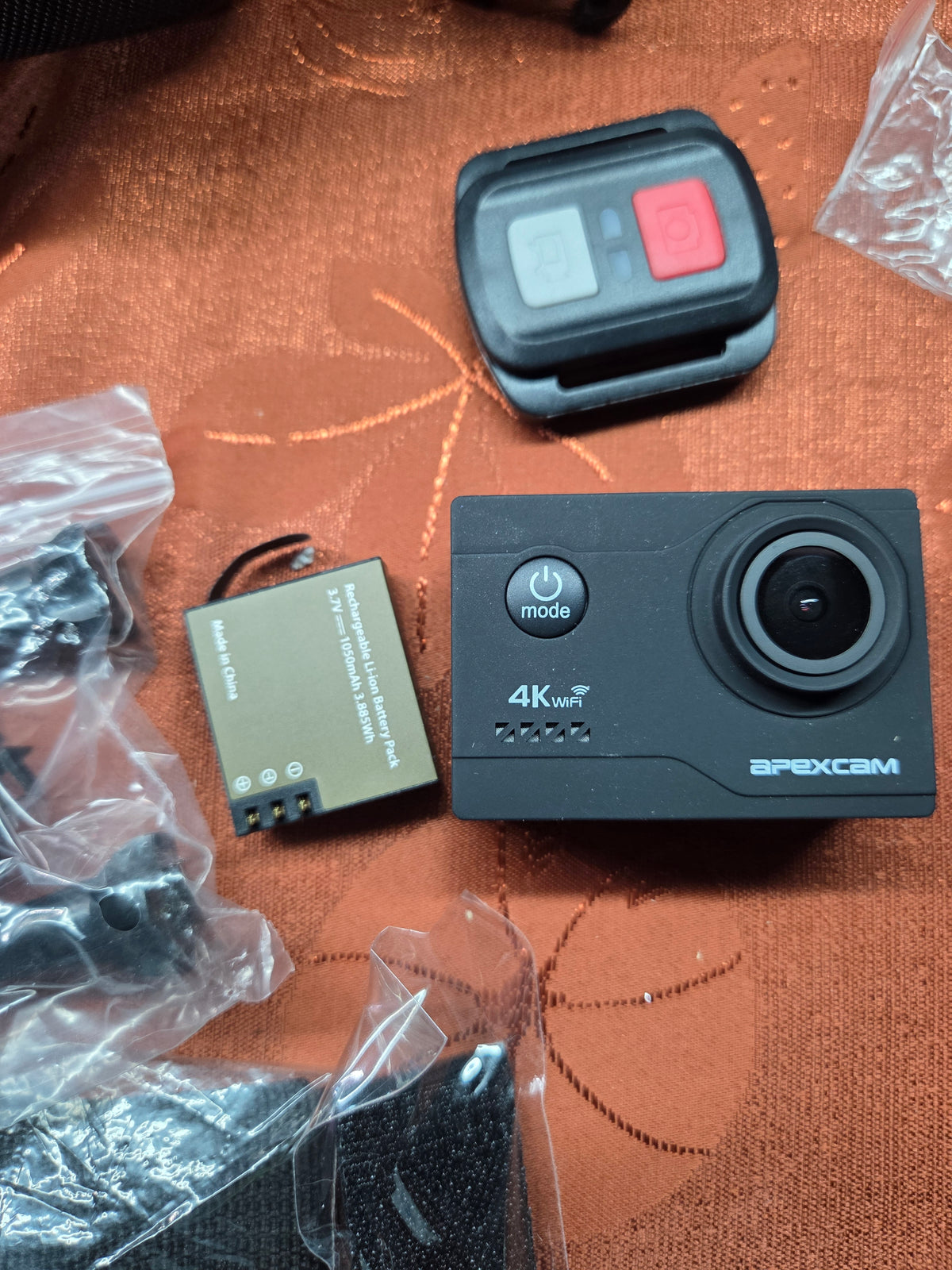 Apexcam M80 Air 4K WiFi Action Camera Bundle w/ Remote