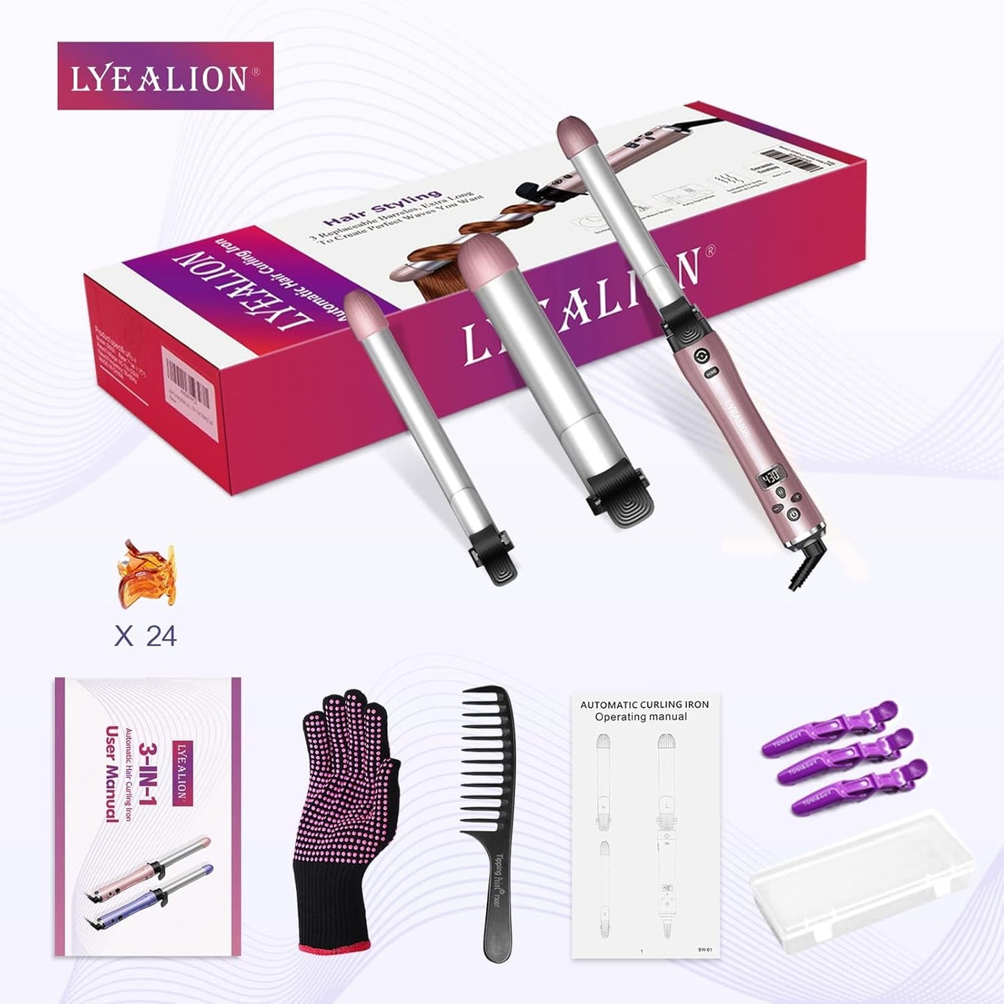 New Automatic Hair Curler, 3-in-1, Curling Iron, Lyealion