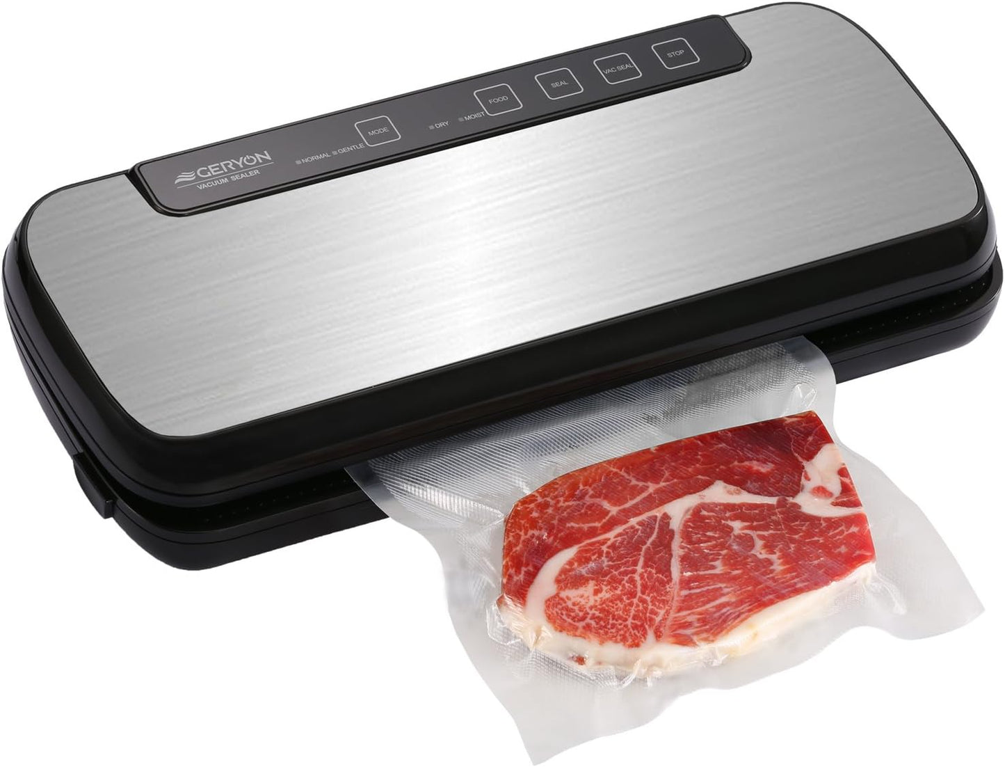 Automatic Vacuum Sealer Machine, Built-in Cutter, For Dry & Moist Food, Starter Kit, Black, GERYON