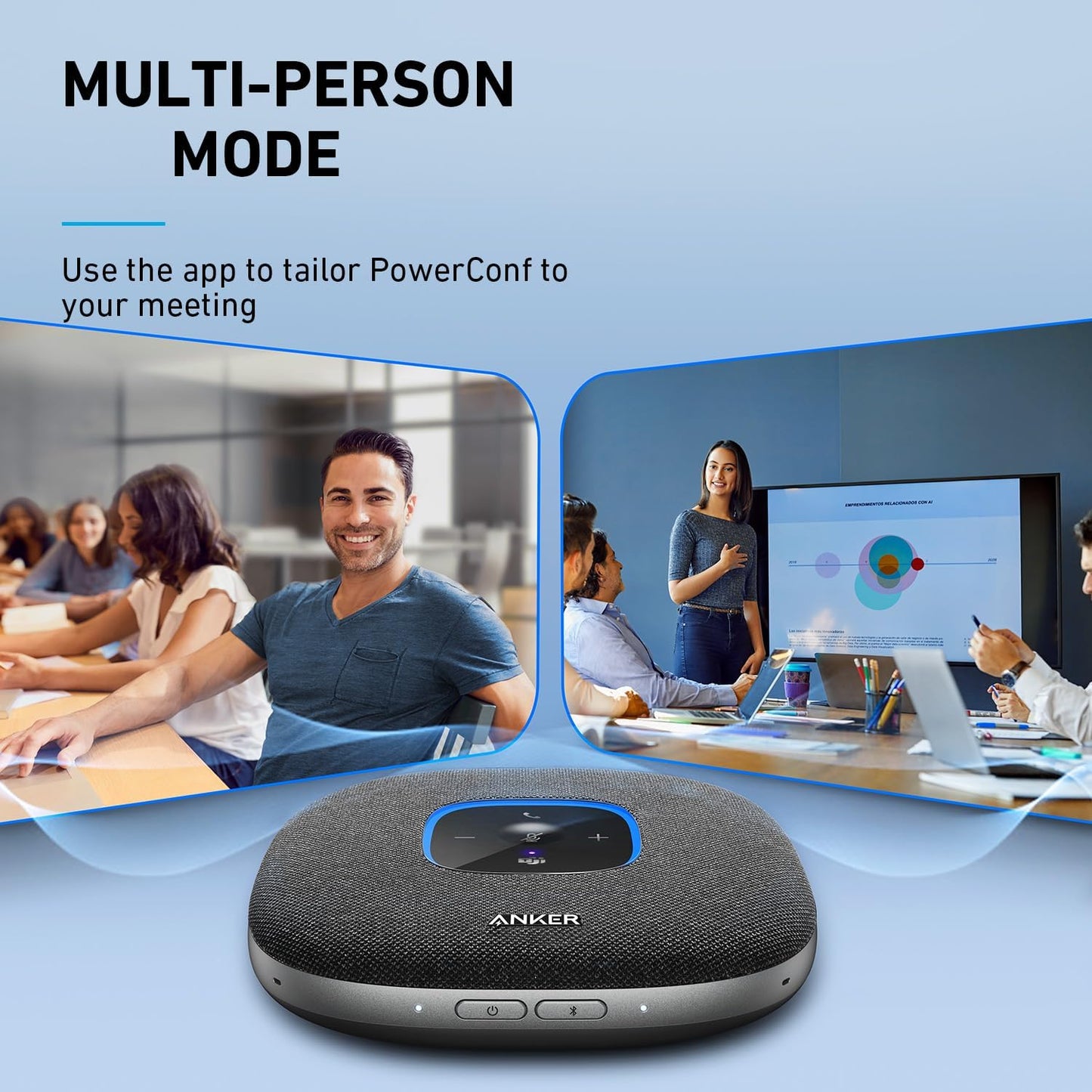 New PowerConf S3 MS Speakerphone, Teams Certified, 6 Mics, 24H Call, Bluetooth 5.3, Anker