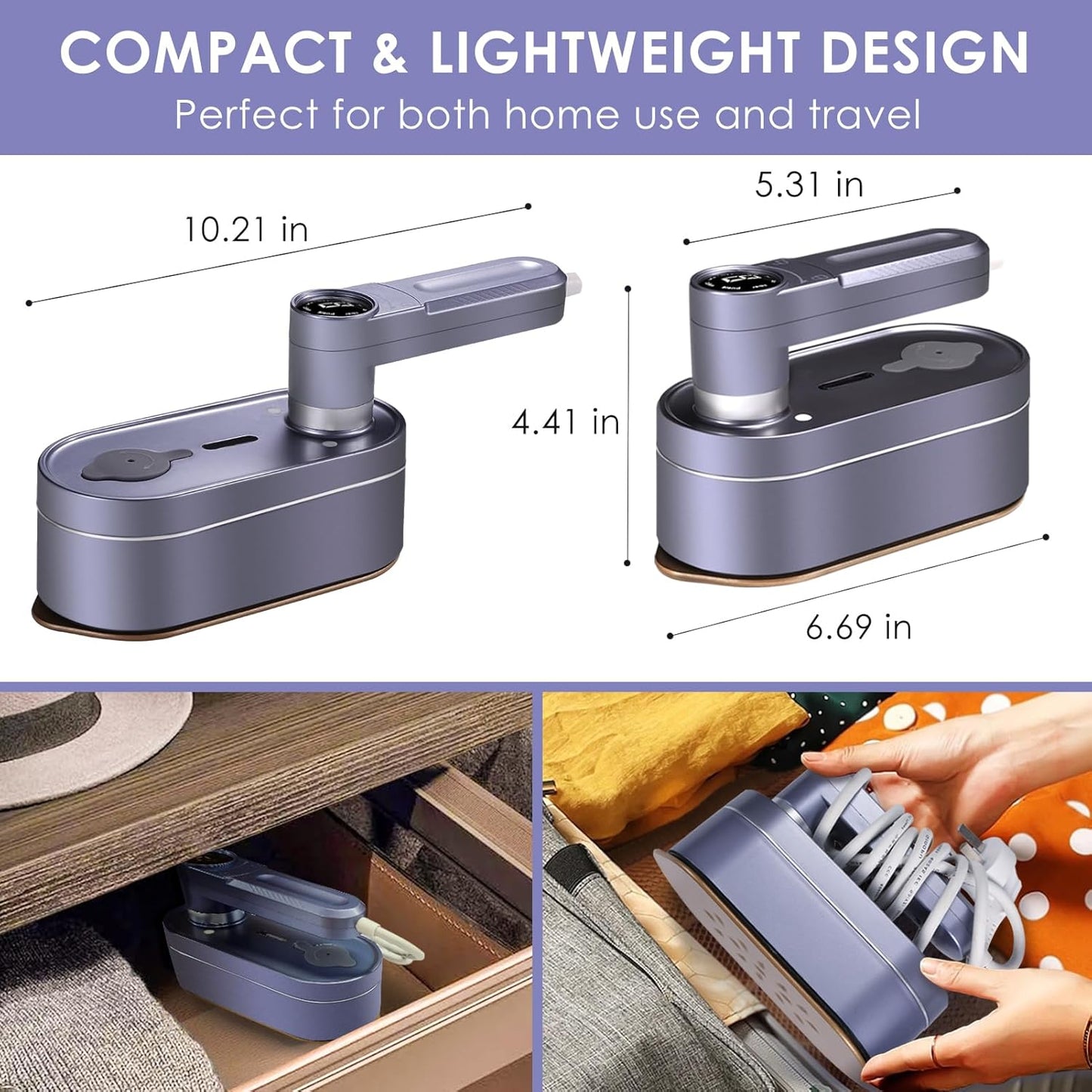 New Travel Small Iron with 8 Levels of Steam, rapid heating, overheat shutoff