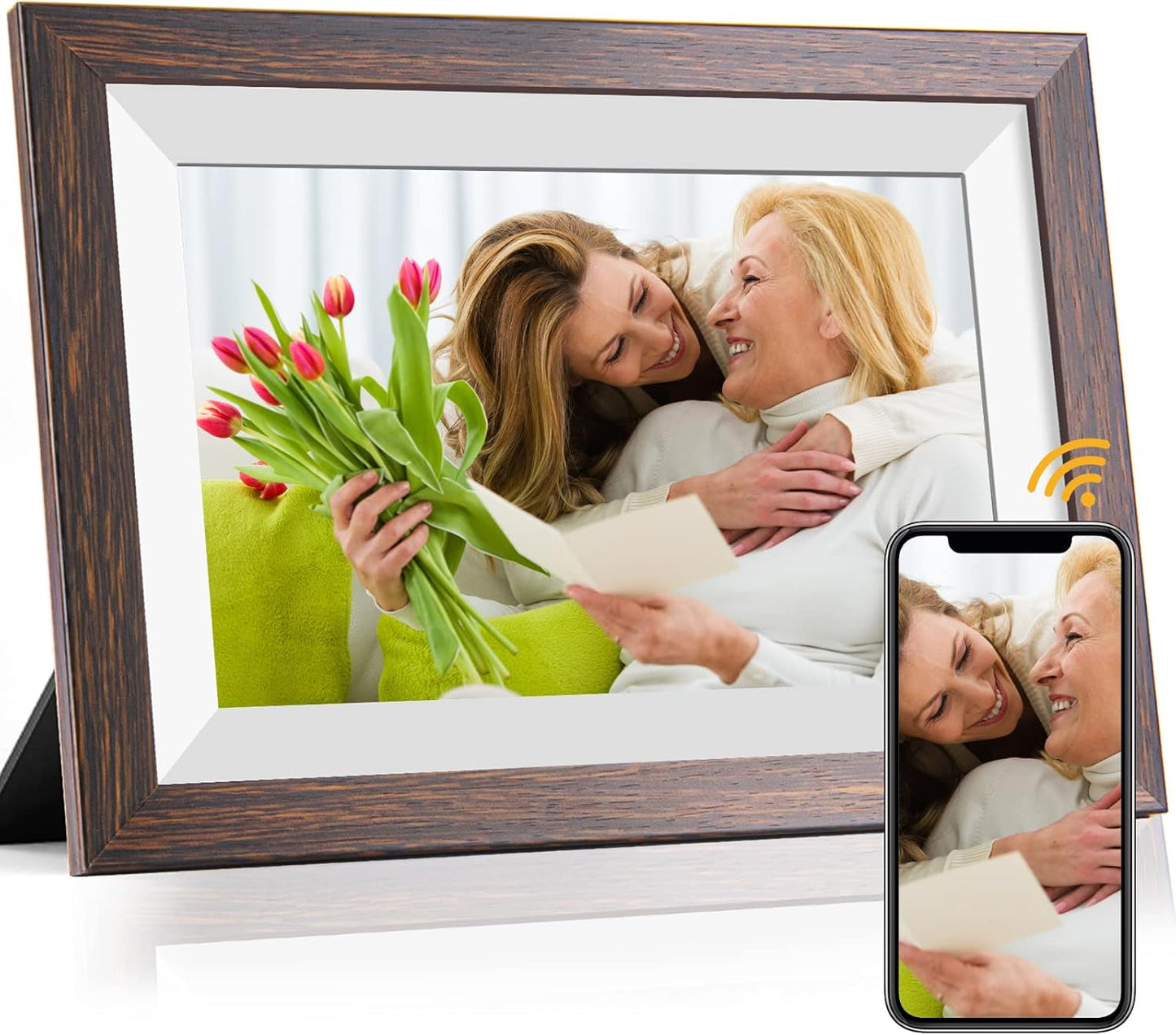 WiFi Digital Picture Frame, 10.1" Touchscreen, 16GB, Share Photos, Frameo App
