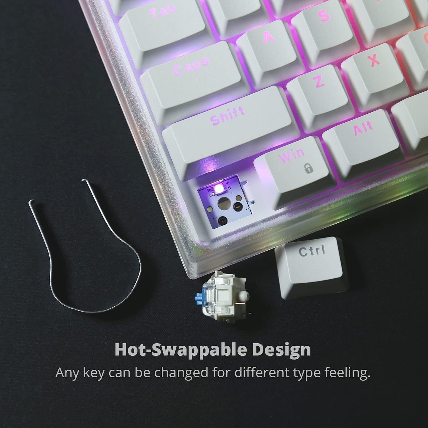 Gramr RGB Wired 84-Key Keyboard, Hot-Swap, TKL, USB-C, Blue Switch, DREVO