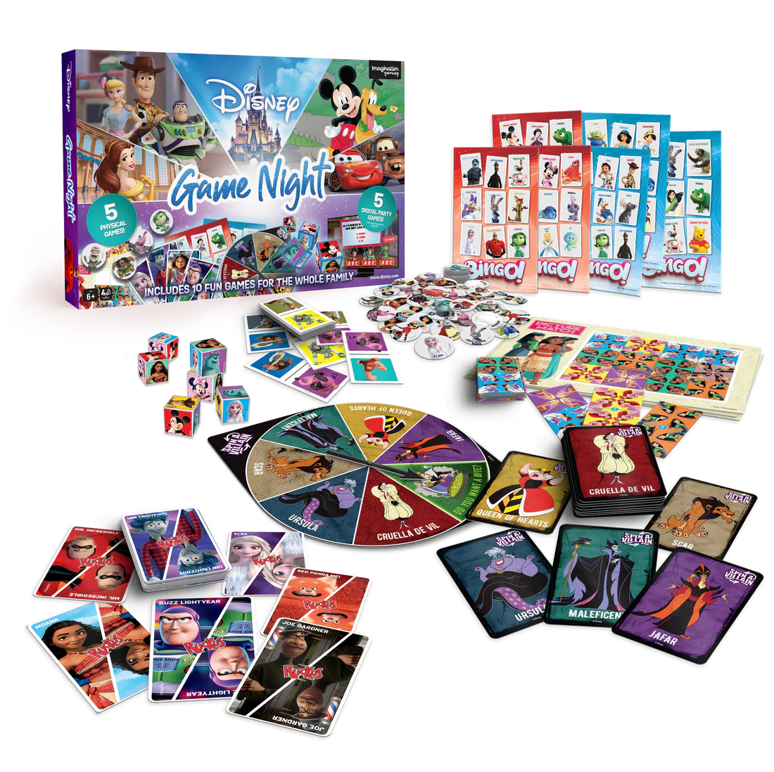 Disney Family Game Night: 10-in-1 Kids & Family Board Game Collection