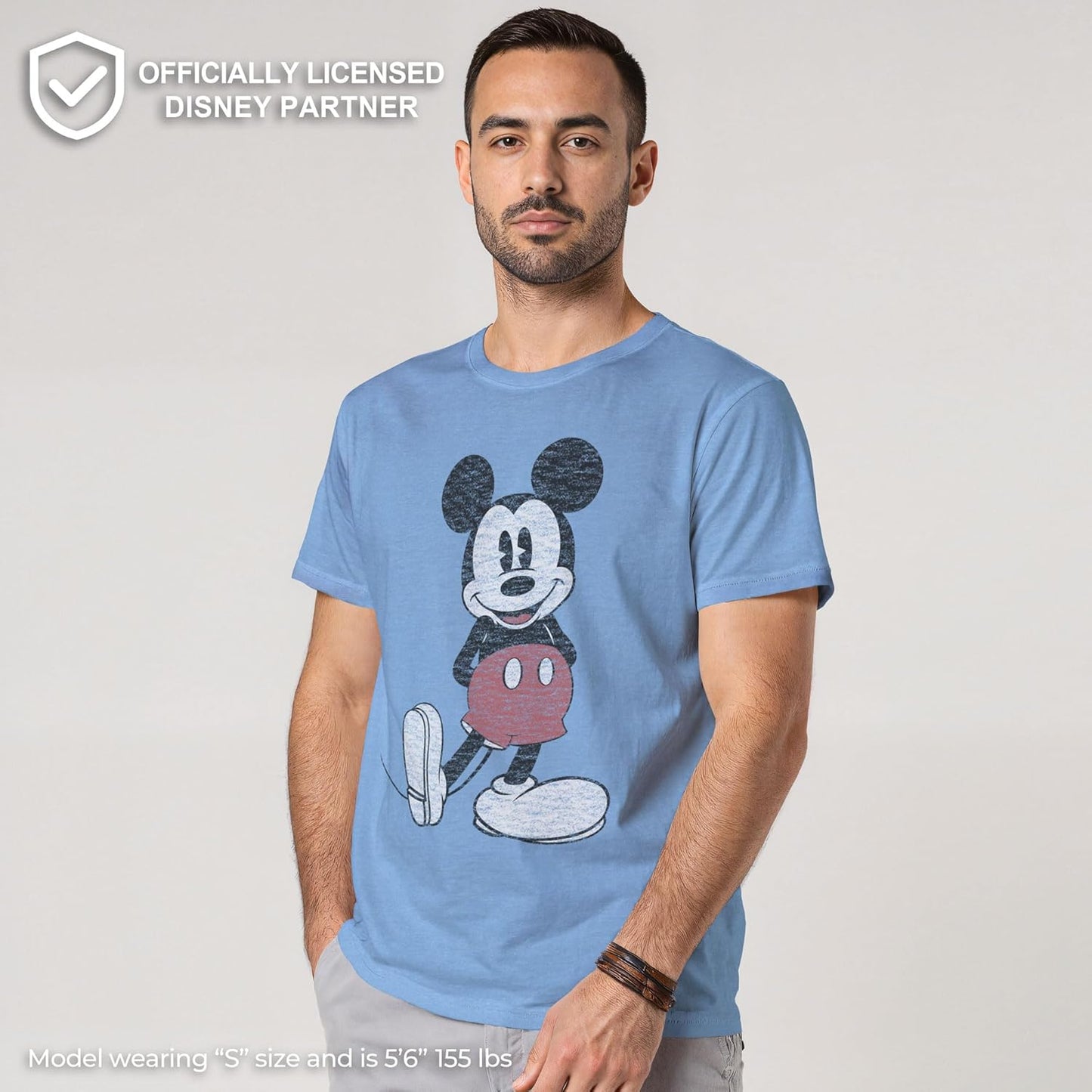 Mens Mickey Mouse T-Shirt Size Small, Distressed Look, Disney
