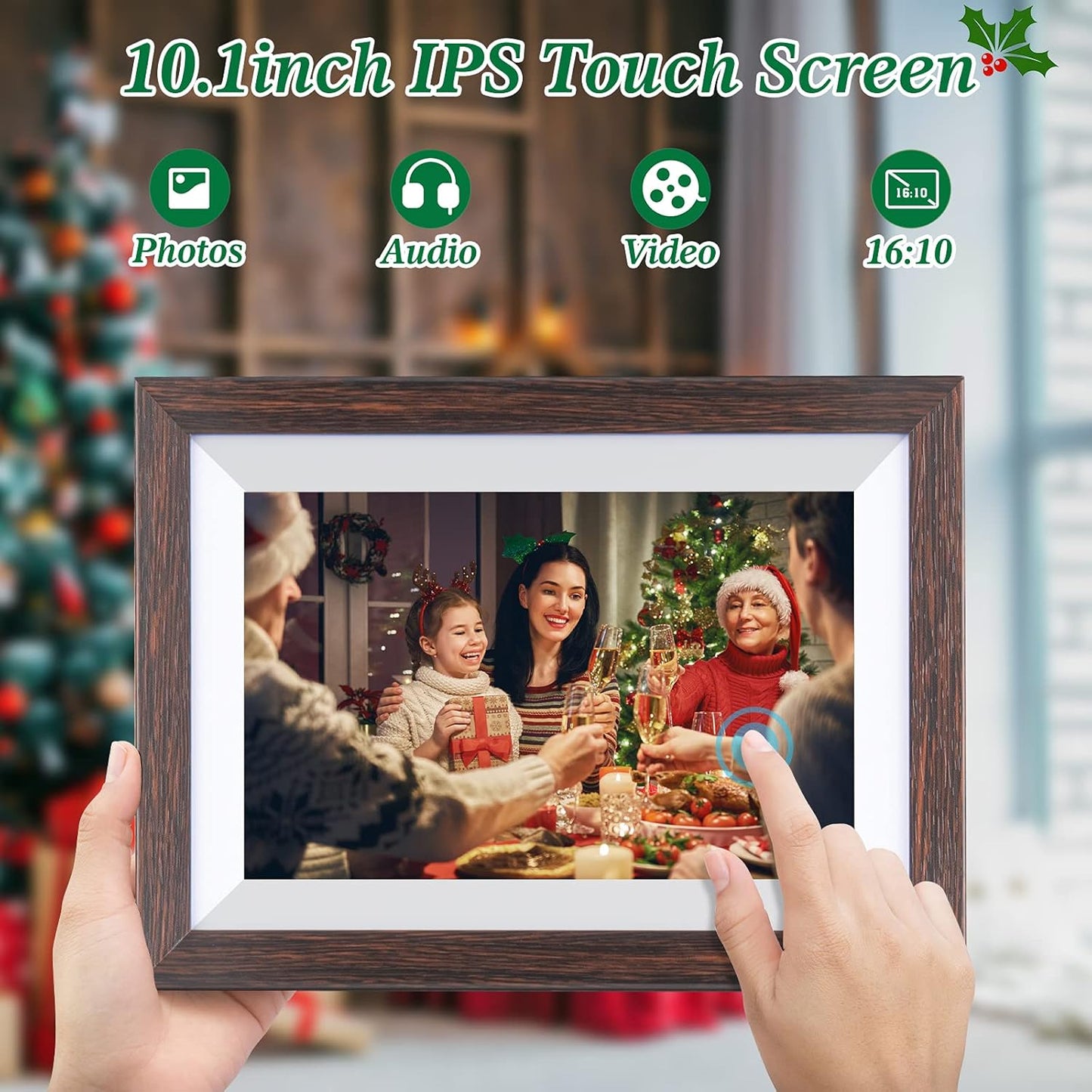 WiFi Digital Picture Frame, 10.1" Touchscreen, 16GB, Share Photos, Frameo App