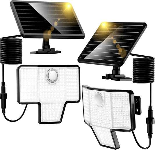 Solar Motion Sensor Security Lights, 2000LM, 3 Modes, IP65 Waterproof, Wall Lights, 2 Pack, Kasonic