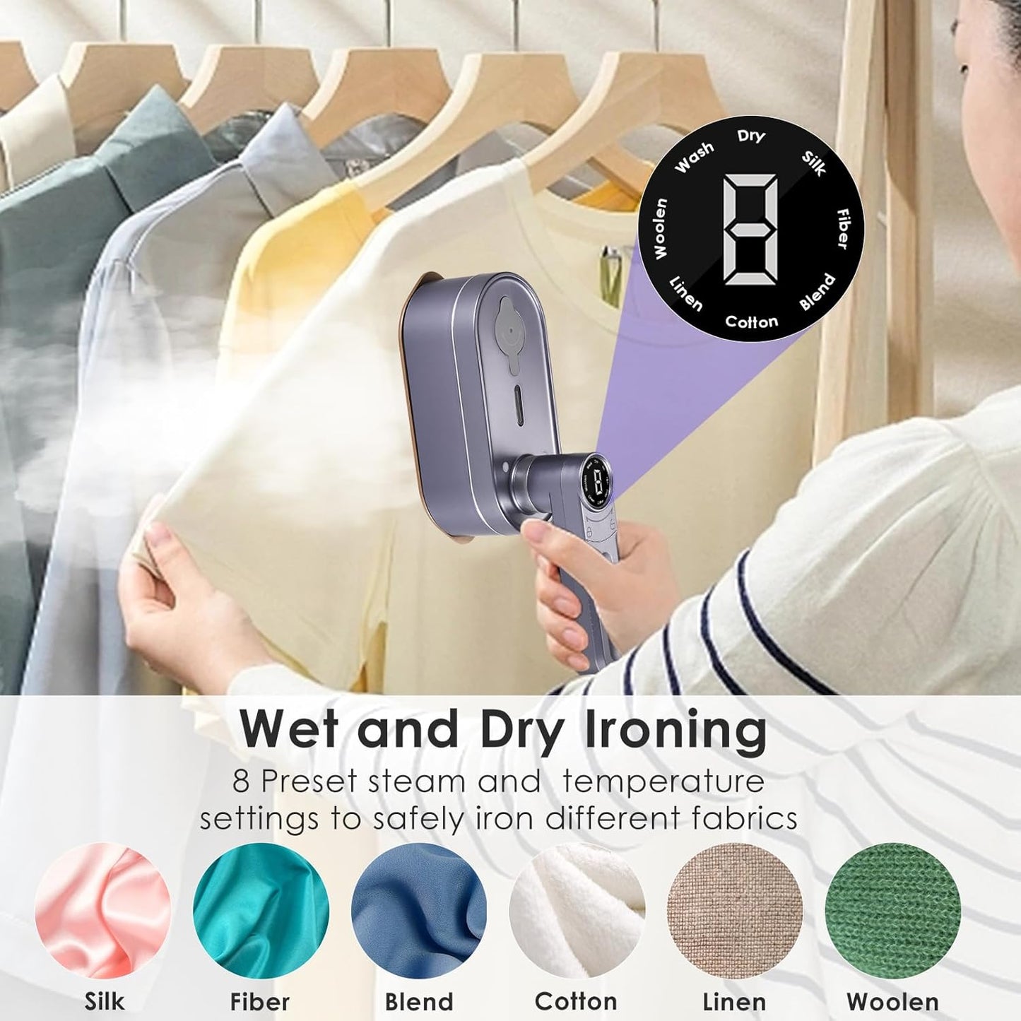 New Travel Small Iron with 8 Levels of Steam, rapid heating, overheat shutoff