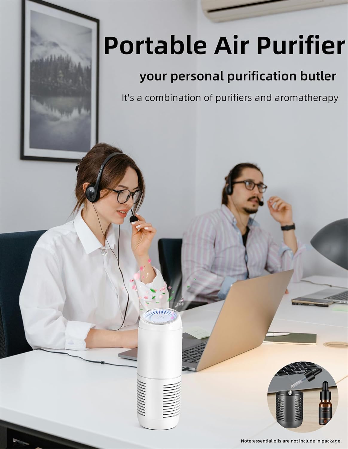 Portable Car & Home Air Purifier w/ HEPA Filter, Eliminates Smoke, Odor, Dust, Pollen, White