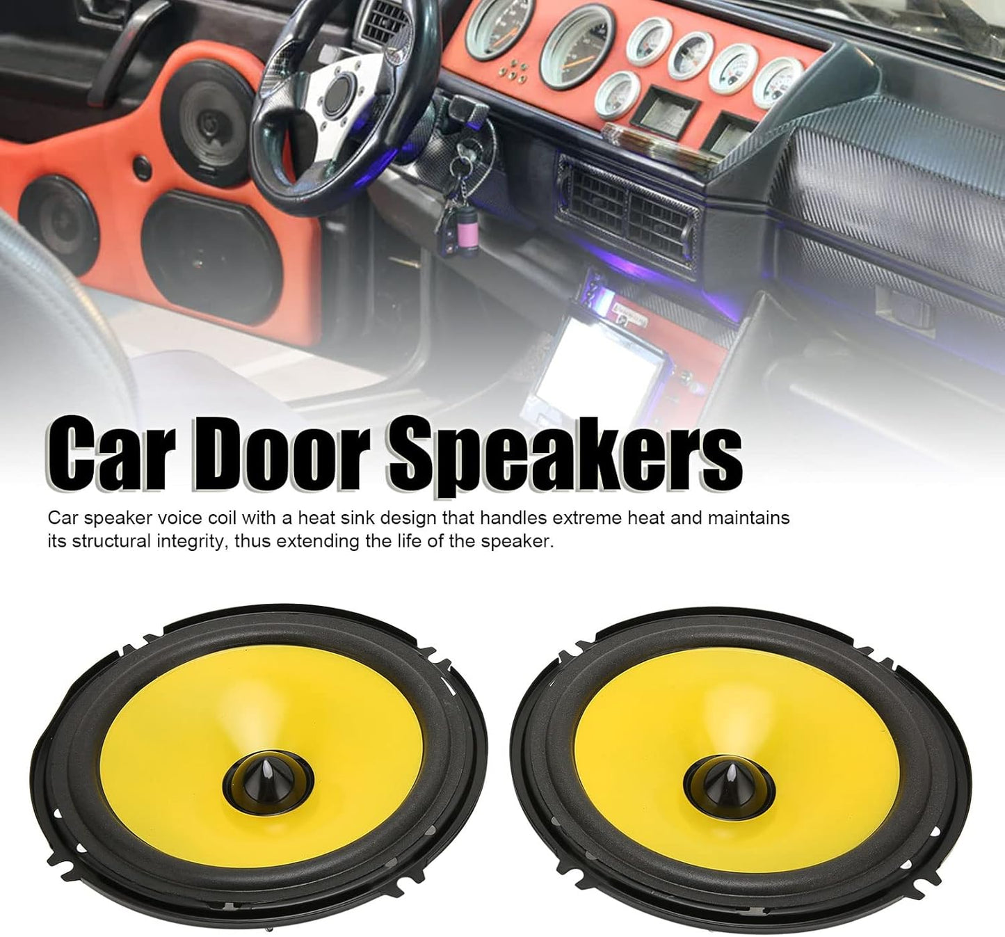 6" Inch Coaxial Car Audio Speakers, 600W, 92dB, Treble Bass Stereo Door Speakers (2pcs), YH