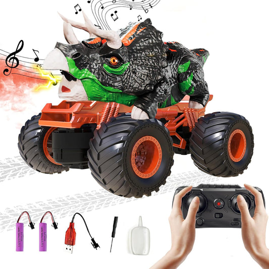 EPPO Remote Control Dinosaur Car, 2.4Ghz RC Truck, for 3-7 Year Olds, with Light & Sound Spray