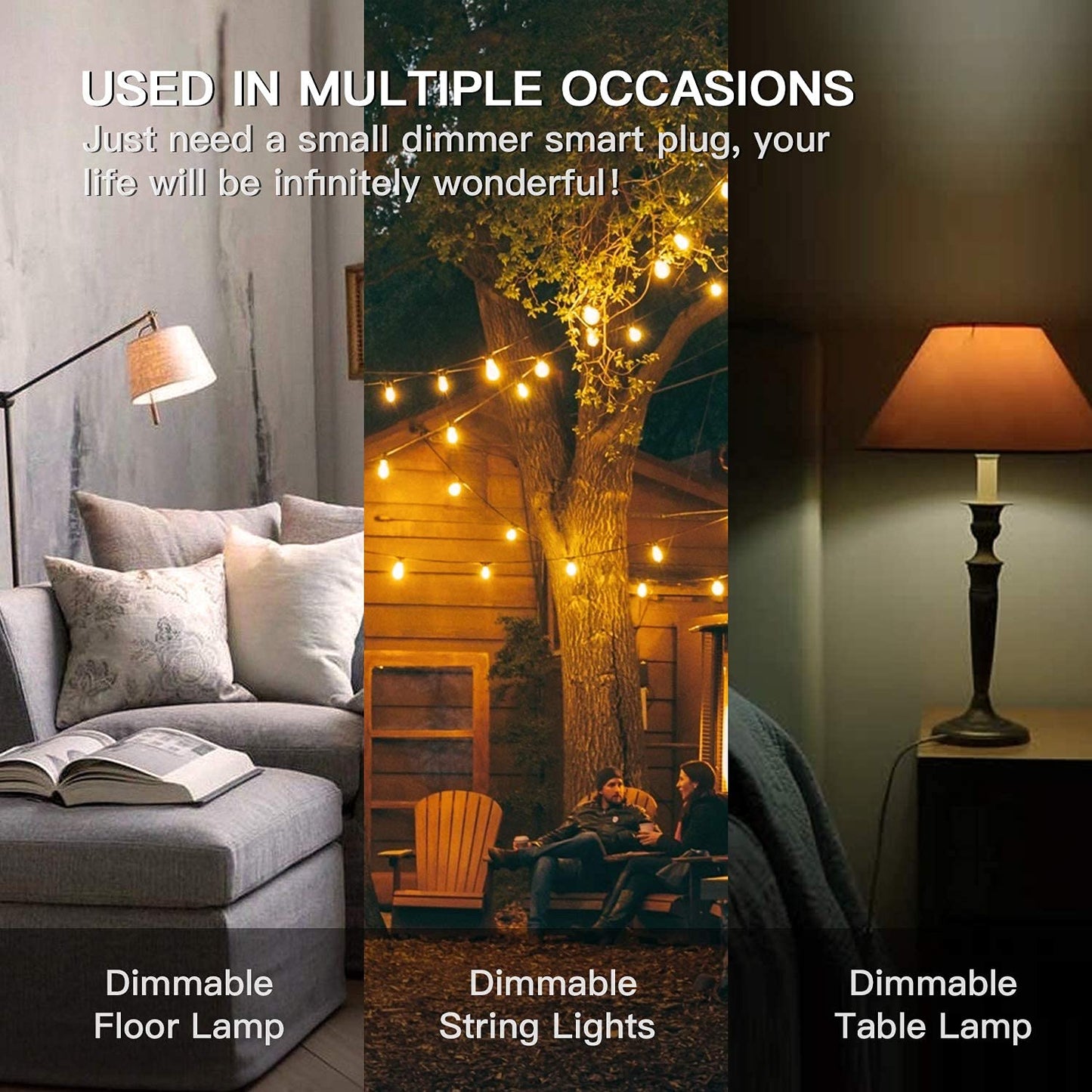 New TREATLIFE Smart Dimmer Plug Outdoor Alexa & Google Home, Dimmer APP Remote Control, 400W, IP44