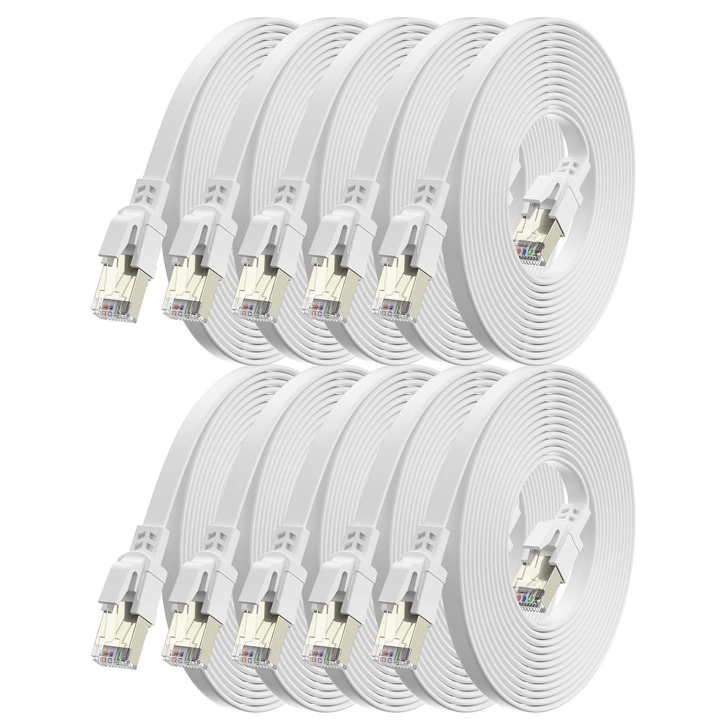High Speed Flat Cat 8 Ethernet Cable, 40Gbps 2000Mhz, RJ45 Patch Cord, 6 FT 8 Pack, BAHIWOM