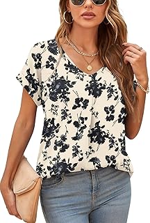 Women's (Size Small) Elegant Casual V Neck Short Sleeve Chiffon Blouse, YOPP