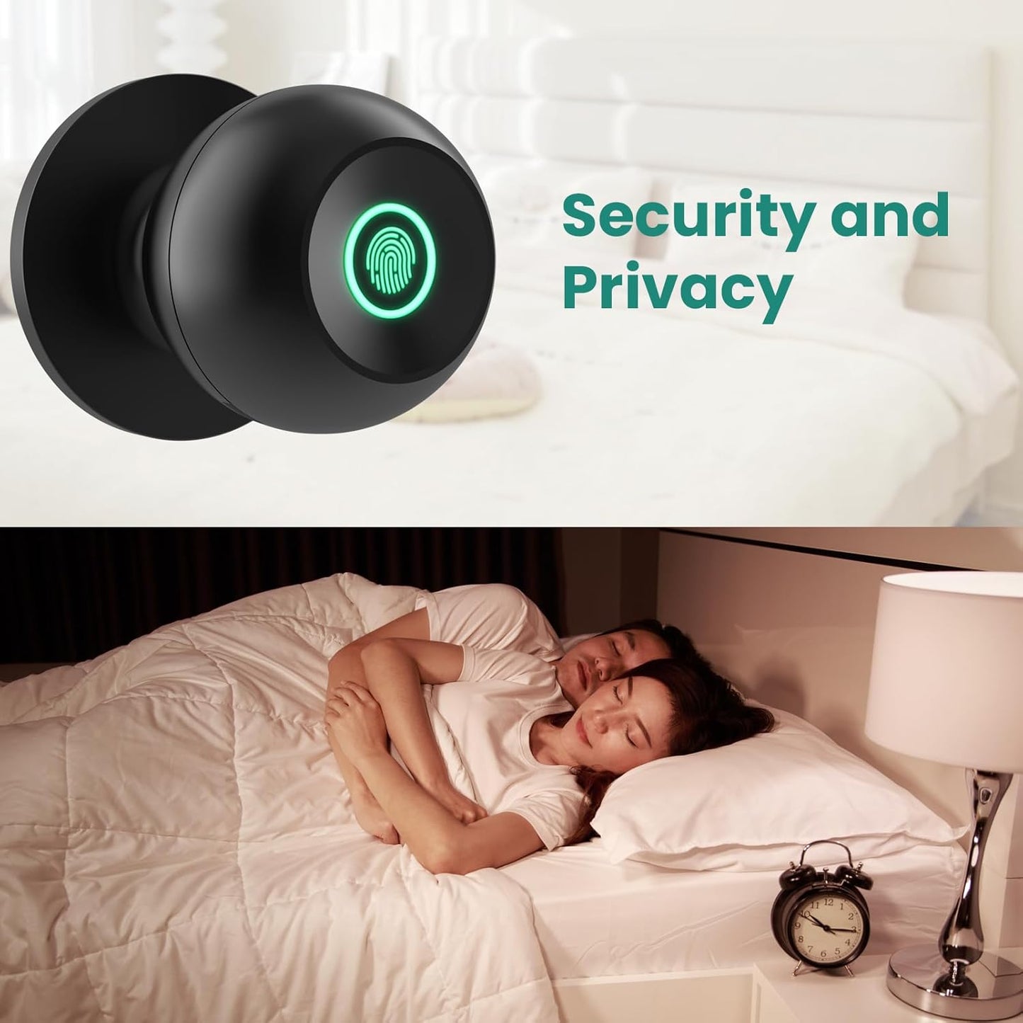 New Smart Fingerprint Door Lock, App Control, Keyless, 20 Prints, Black, GHome