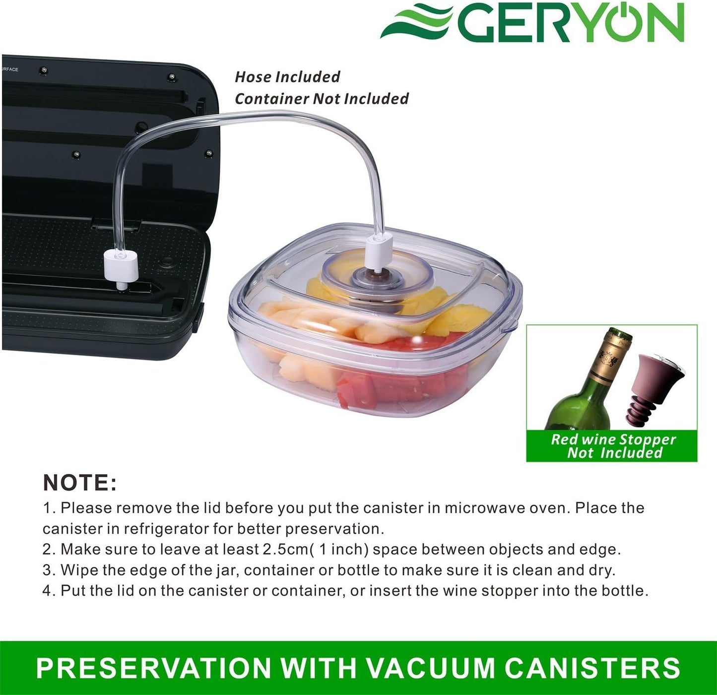 Automatic Vacuum Sealer Machine, Built-in Cutter, For Dry & Moist Food, Starter Kit, Black, GERYON