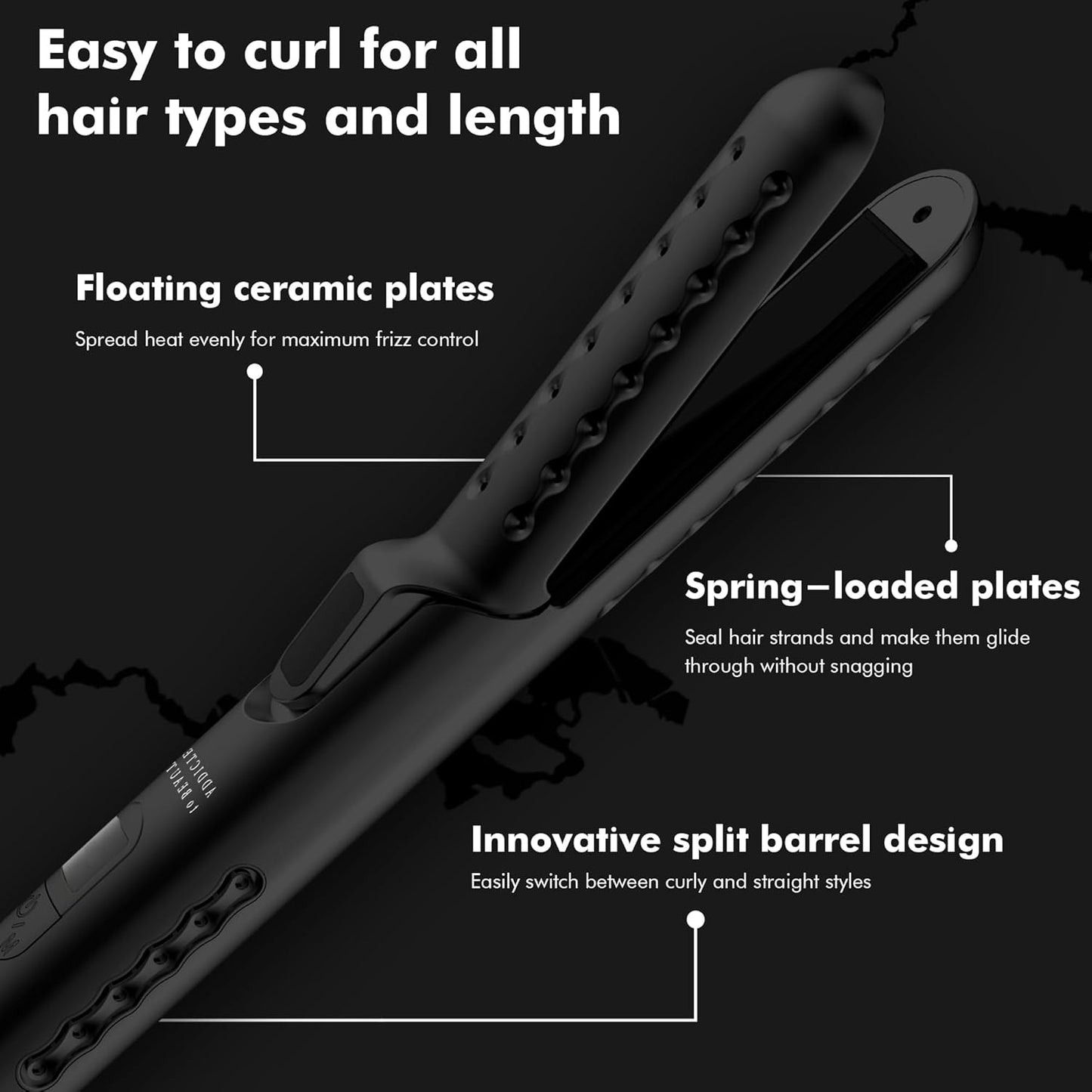 New 2-in-1 Hot & Cool Curling Iron, Ceramic Wand, Adjustable Temp, Auto-Off, Long Cord