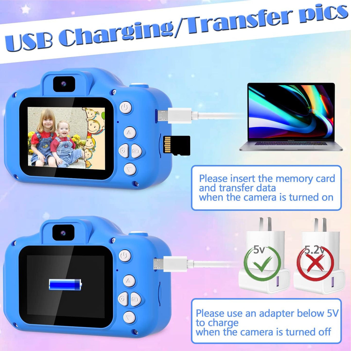 Kids Camera for 3-12 Year Old, 32GB Card, Blue