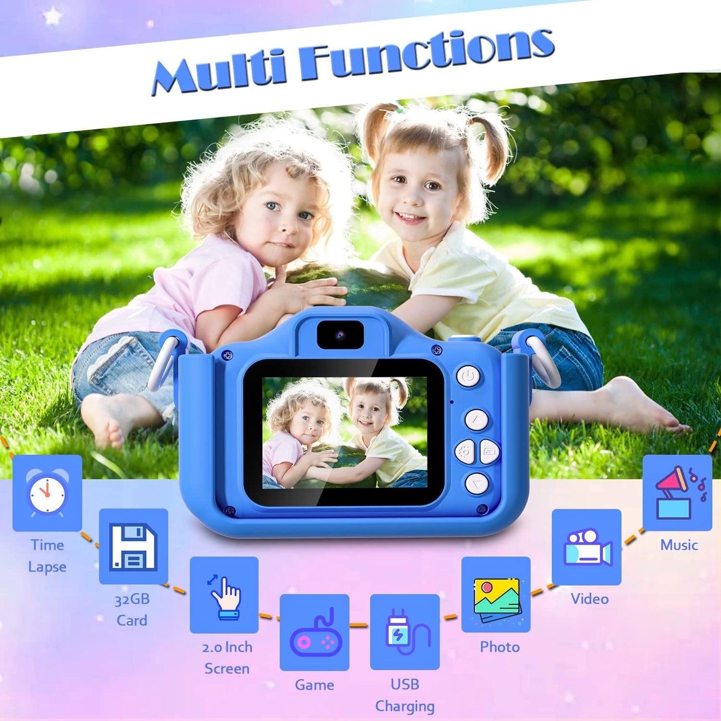 Kids Camera for 3-12 Year Old, 32GB Card, Blue