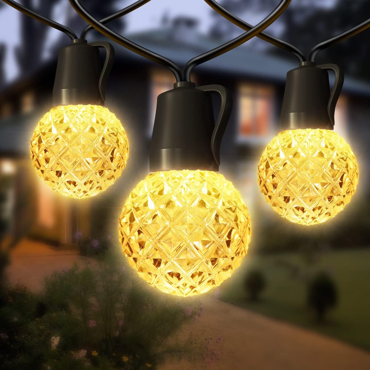 Outdoor String Lights, 100FT Patio Lights, 40 G40 LED Bulbs, Waterproof, for Backyard, Deck, Garden