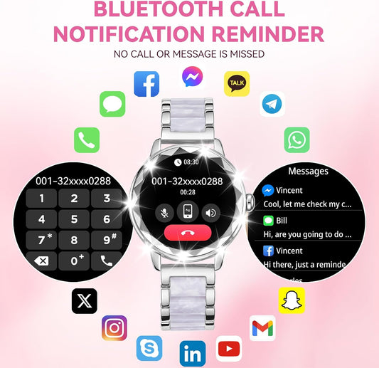 Smart Watch for Women with Bluetooth Calls, HR/Sleep/Female Cycle Tracking, 100+ Sports Modes