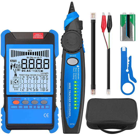 Network Cable Tester with PoE, NCV & Length Measurement for CAT5/CAT6/CAT8, YGiTK