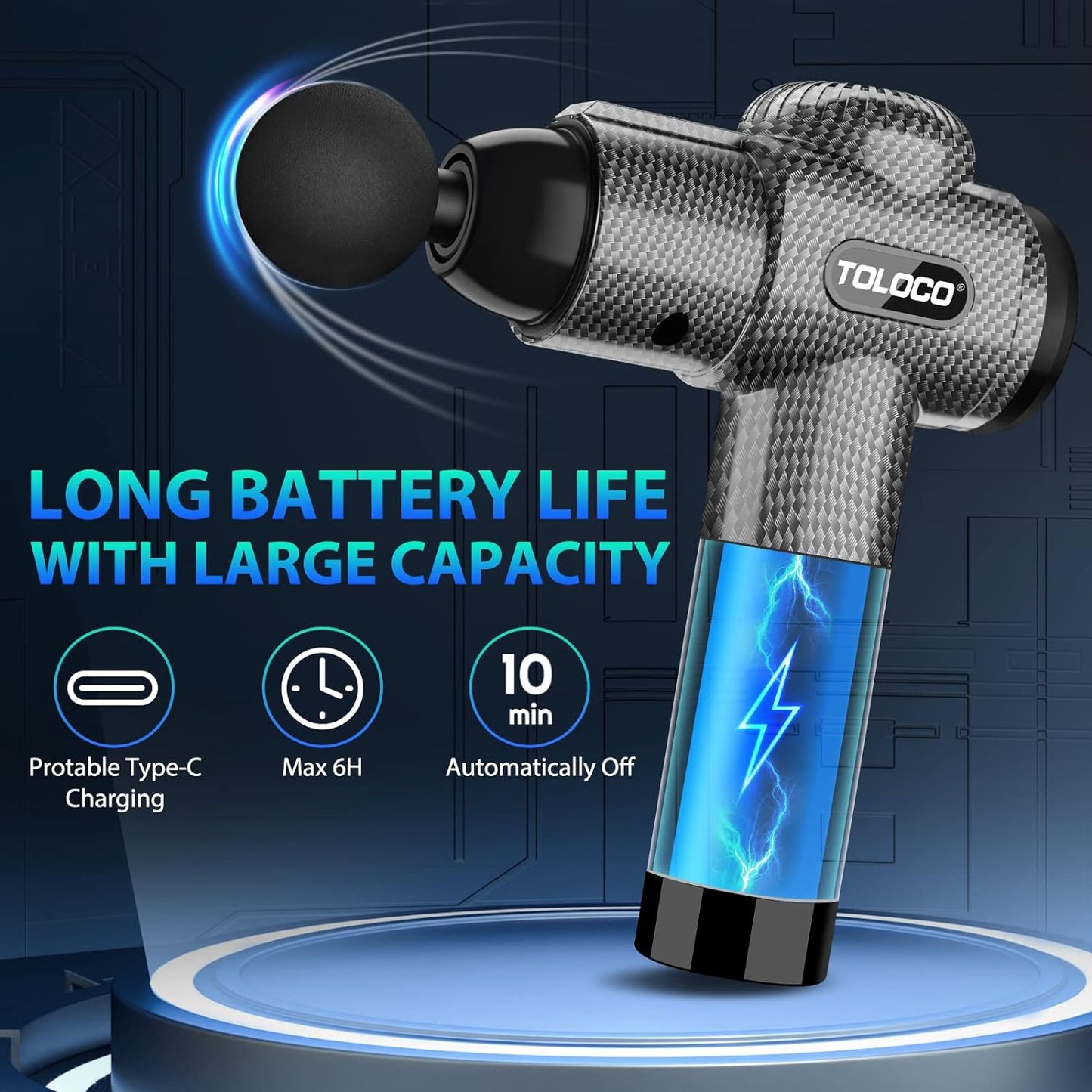 New Massage Gun, Deep Tissue, 10 Heads, Silent Motor, Pain Relief, TOLOCO