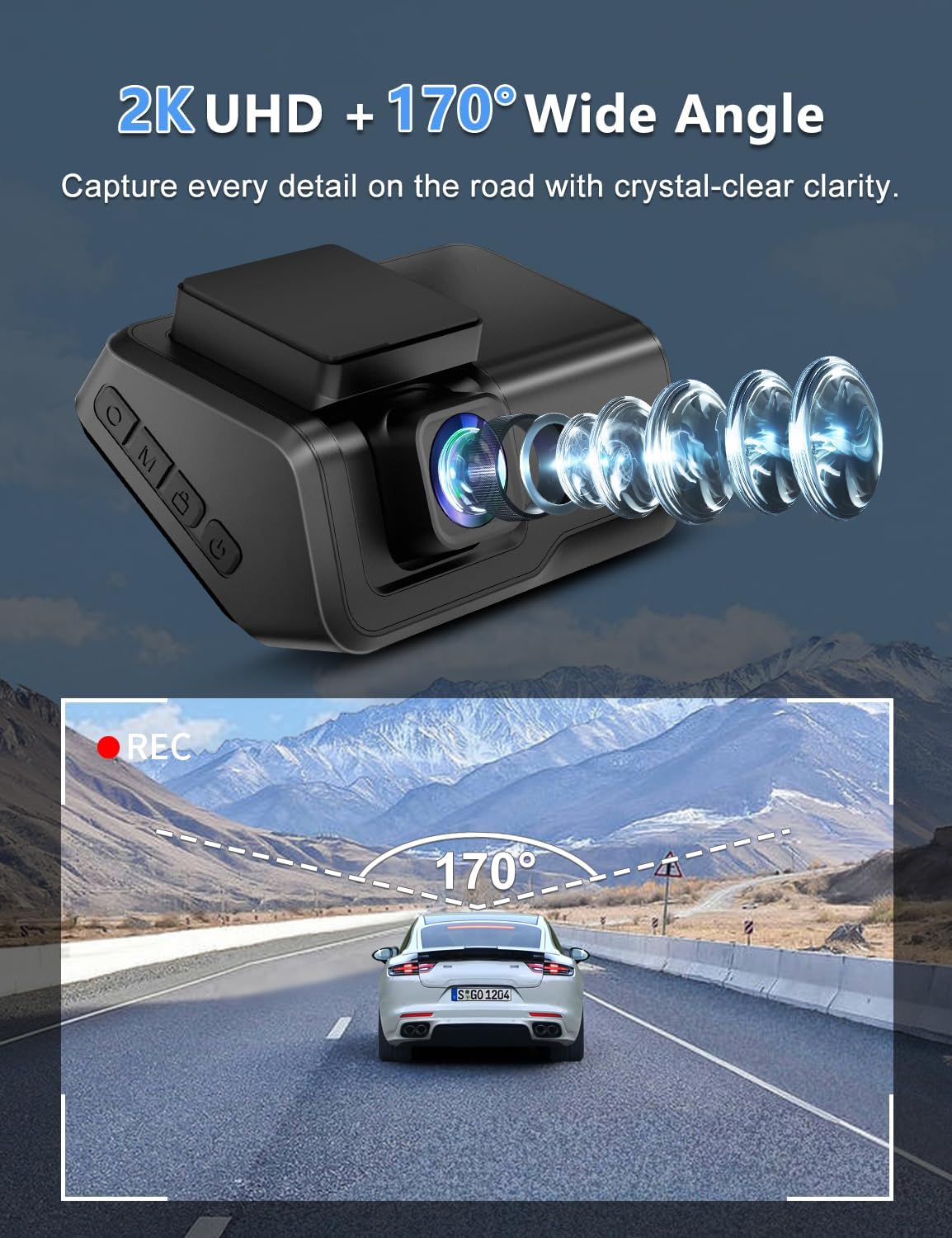 New 2K Dash Cam, WiFi, Night Vision, 24H Parking, 64GB Card, Otovoda Mini