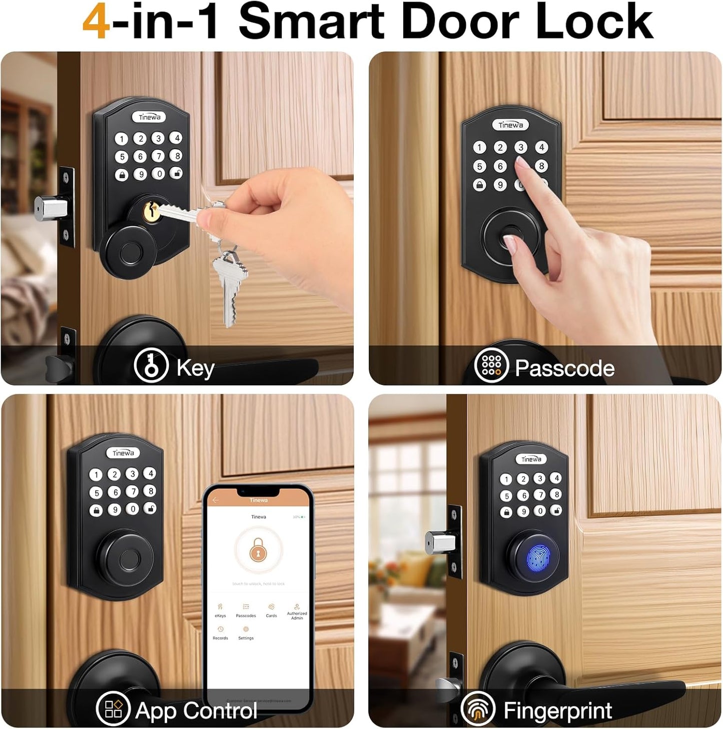 New Door Lock, Deadbolt, Fingerprint, Digital Keypad, Auto Lock, App Control, DLE601BK