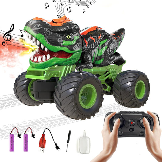 EPPO Dinosaur Car, Remote Control, 2.4Ghz, Light & Sound, Spray, Boys, Kids