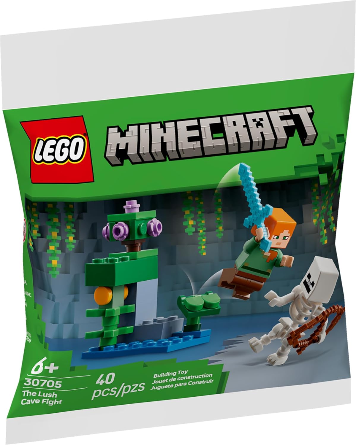 LEGO Minecraft The Lush Cave Fight 30705, 40 Pieces, Polybag