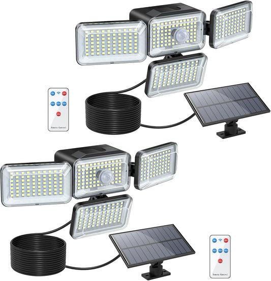 Outdoor Solar Motion Sensor Lights, Waterproof, with Remote for Patio/Yard/Garden, 2 Pack