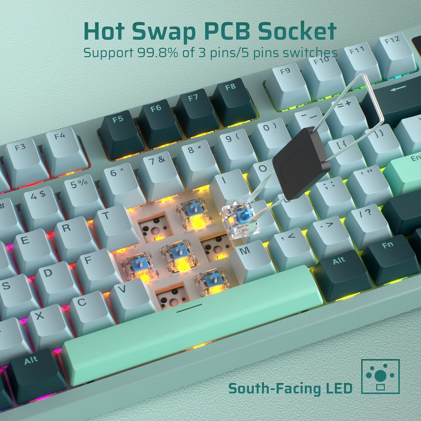 New Wireless Keyboard, NB841 PRO 75%, Display, Knob, RGB, Hot-Swap, LTC Nimbleback, Blue Switch