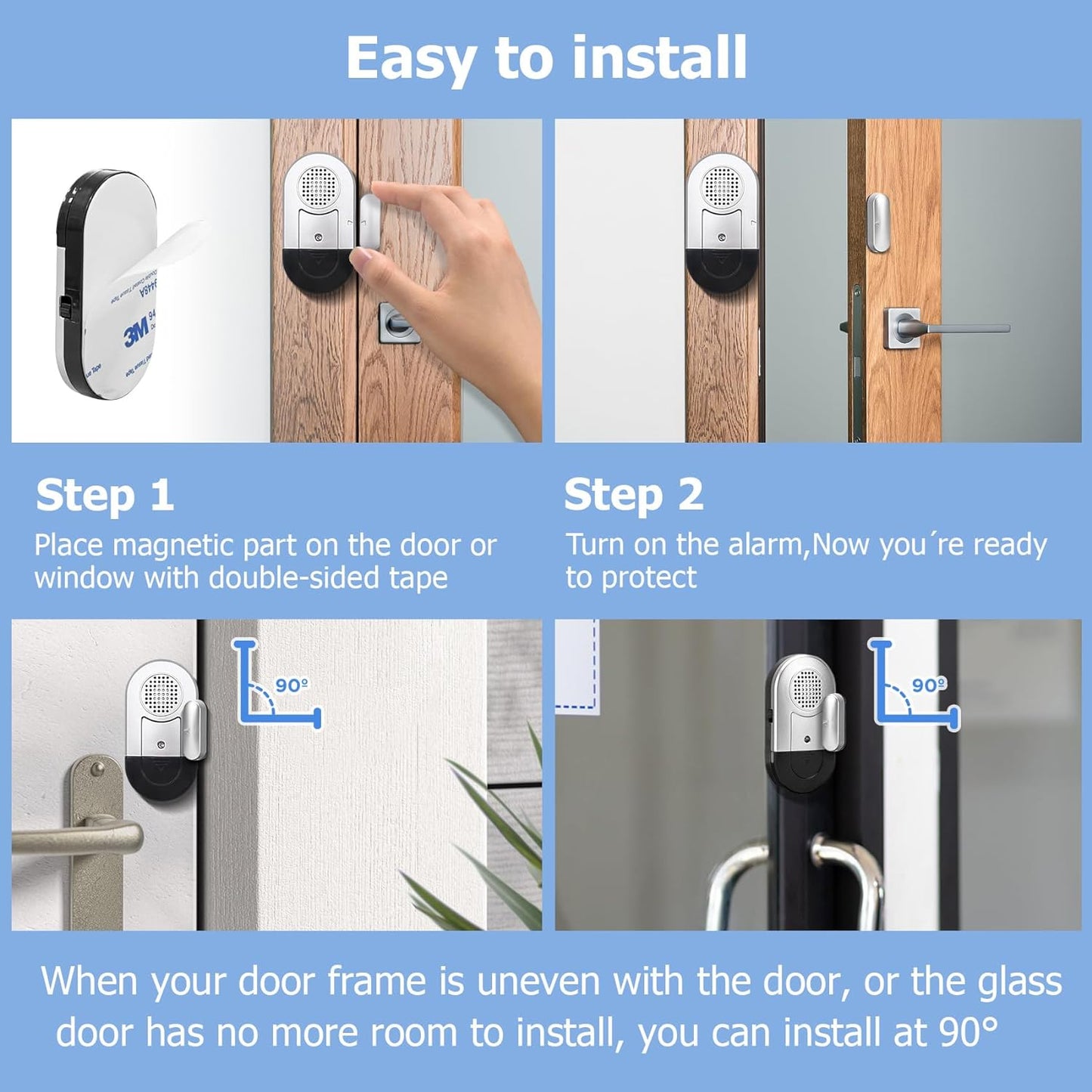 New 120 db Door, Window, Cupboard Alarm for Home, Wireless 8 Pack Magnetic Sensor