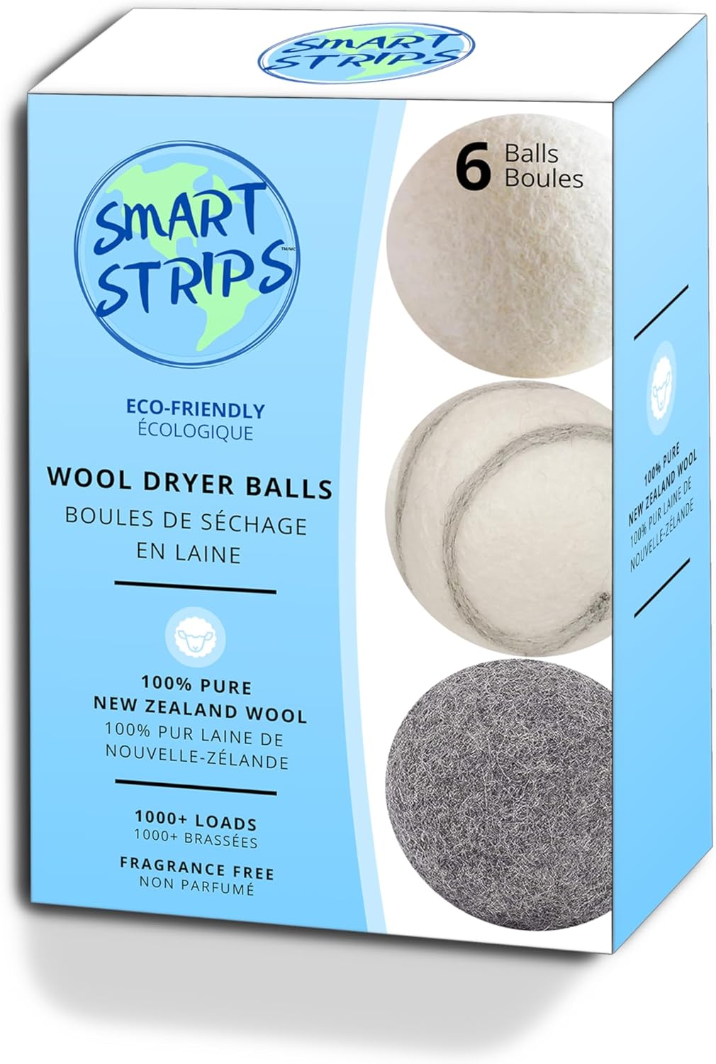 Wool Dryer Ball - (6 Pack) - All Natural 100% New Zeland Wool