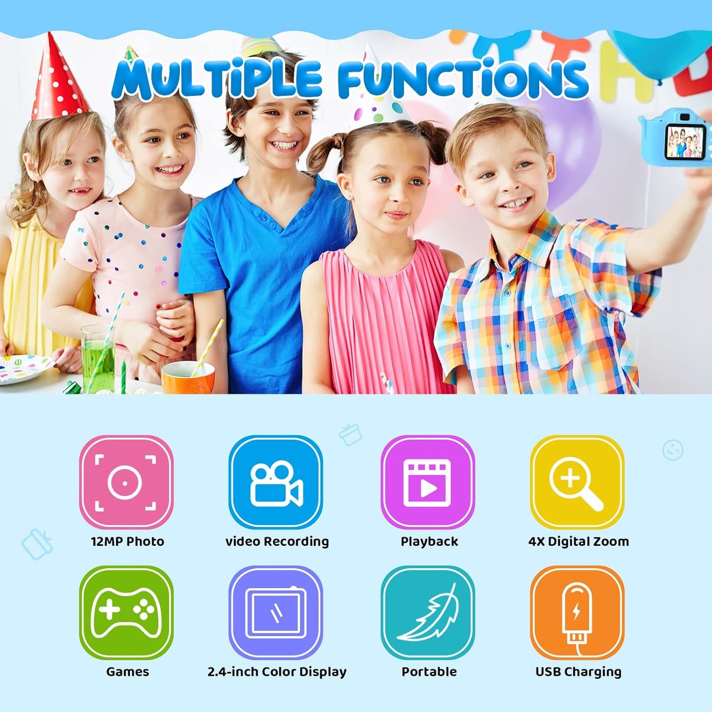 New ASTGMI Kids Camera, 1080P HD Video, 2.0 Inch IPS Screen, 32GB SD Card, for 3-8 Year Olds