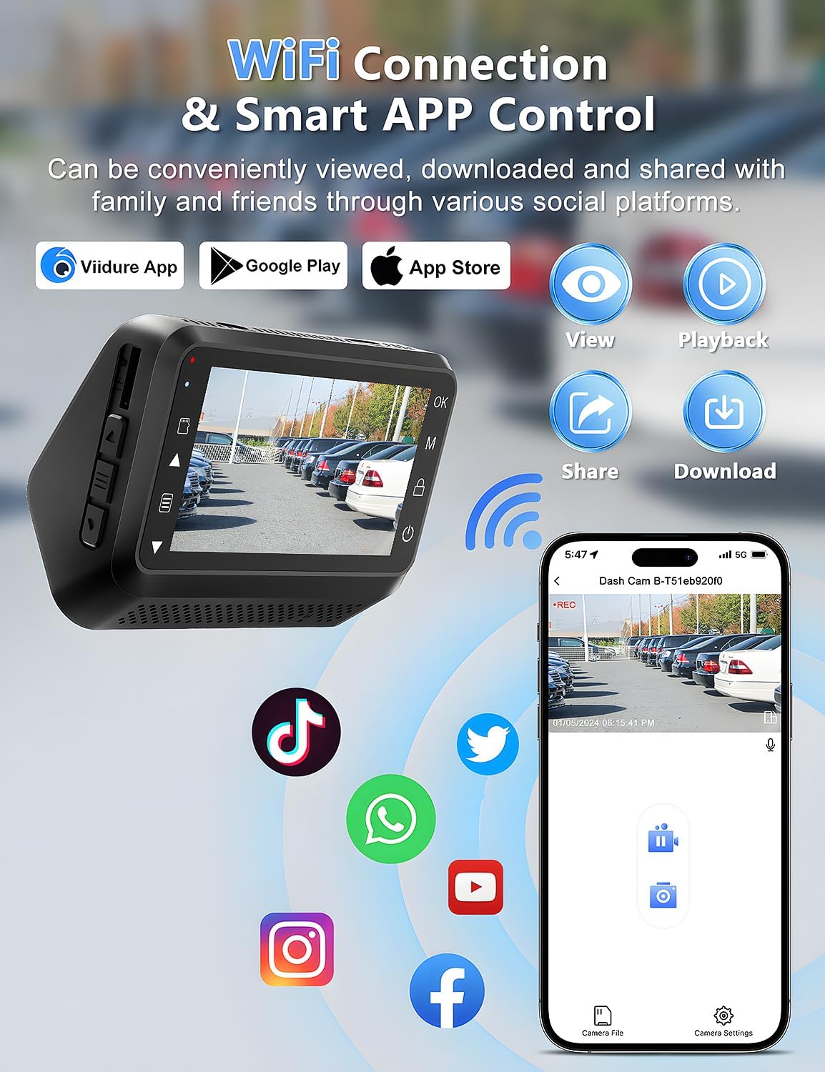 New 2K Dash Cam, WiFi, Night Vision, 24H Parking, 64GB Card, Otovoda Mini