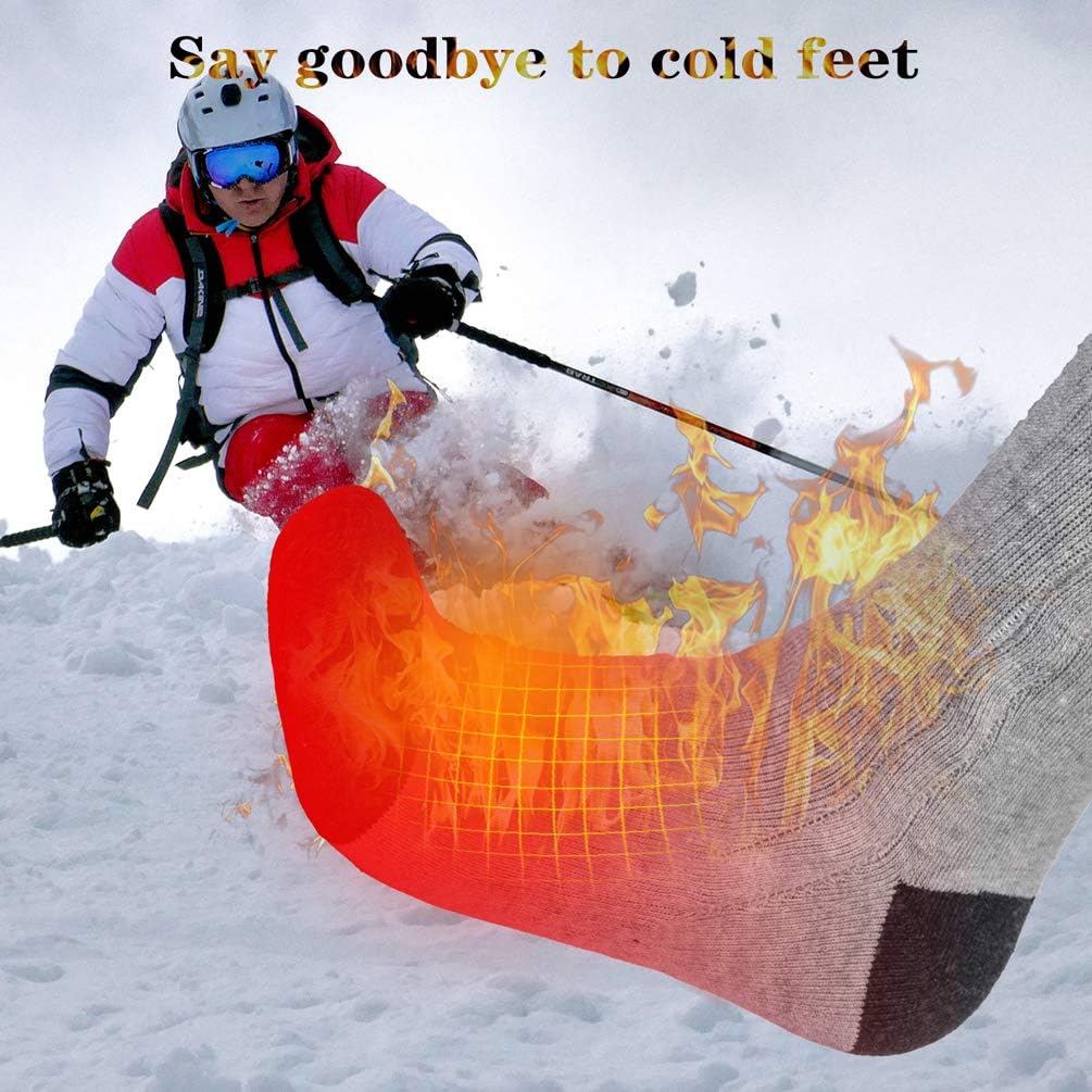 New Sunwill Heated Socks Gray Size L, 7.4V 2200mah Rechargeable Battery, Winter, for Hunting, Skiing, Camping