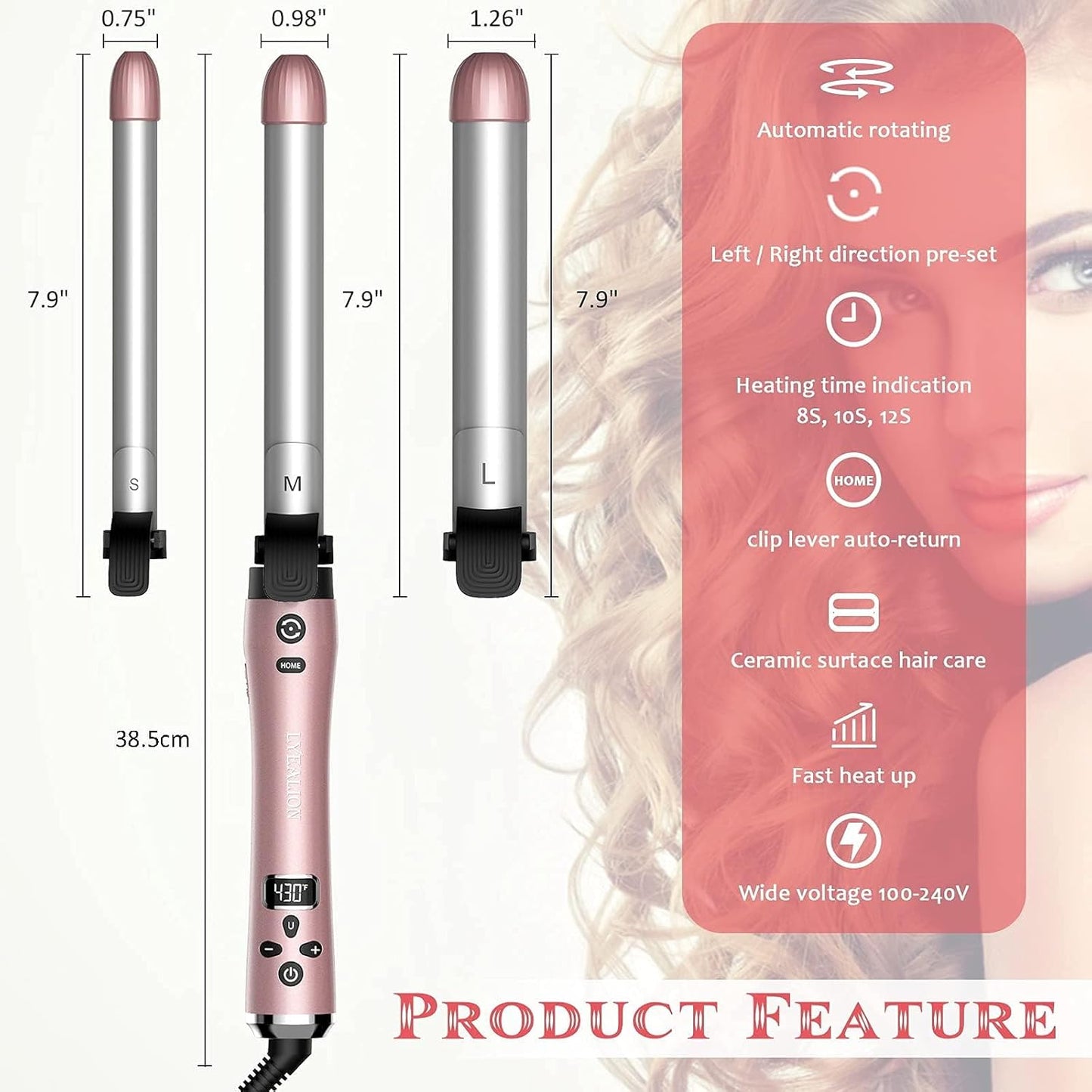 New Automatic Hair Curler, 3-in-1, Curling Iron, Lyealion