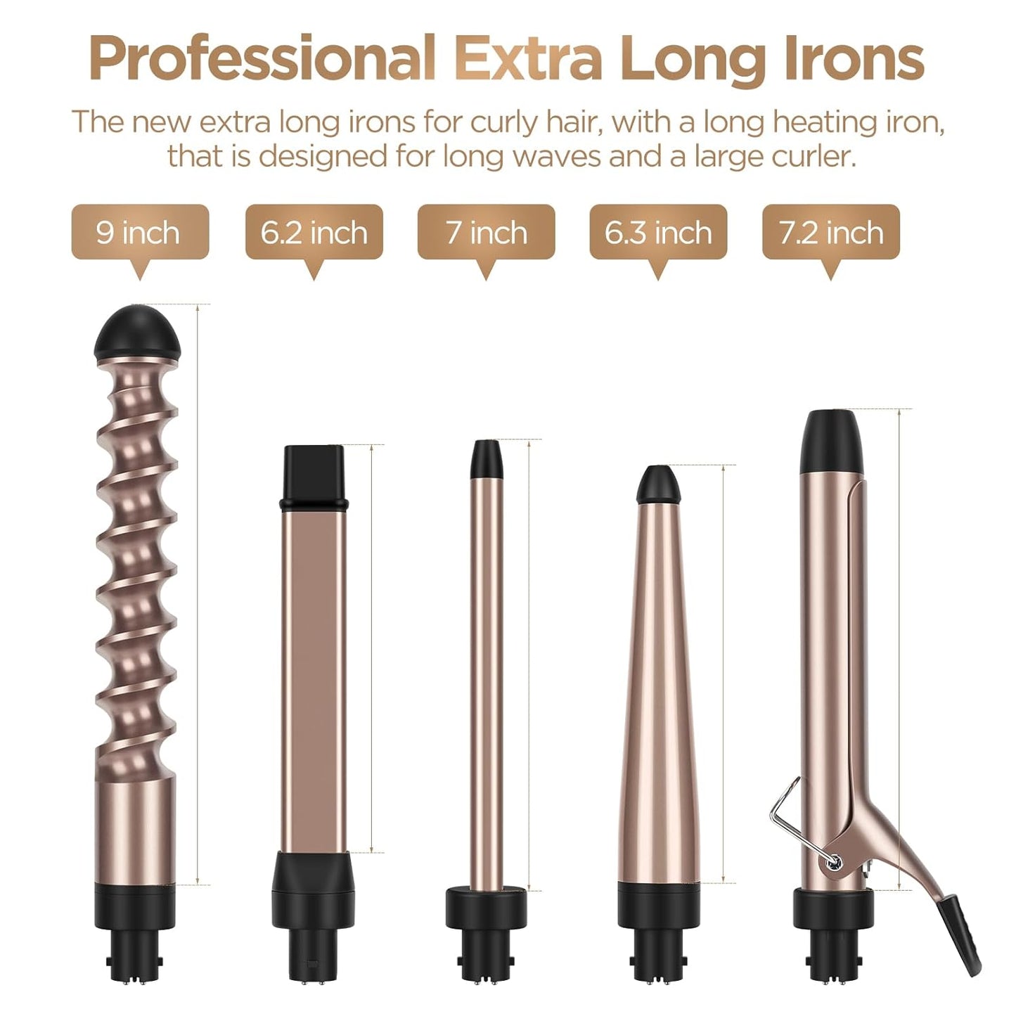 5-in-1 Interchangeable Curling Iron & Wand Set with Ceramic Tourmaline Barrels, PARWIN PRO BEAUTY