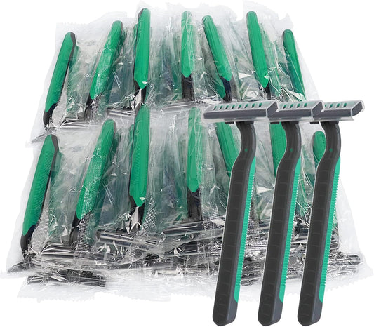 New Individually Wrapped Disposable Razors, for Travel, Hotel & Airbnb, Bulk 100 Pack